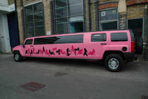Pink hummer H3 limousine